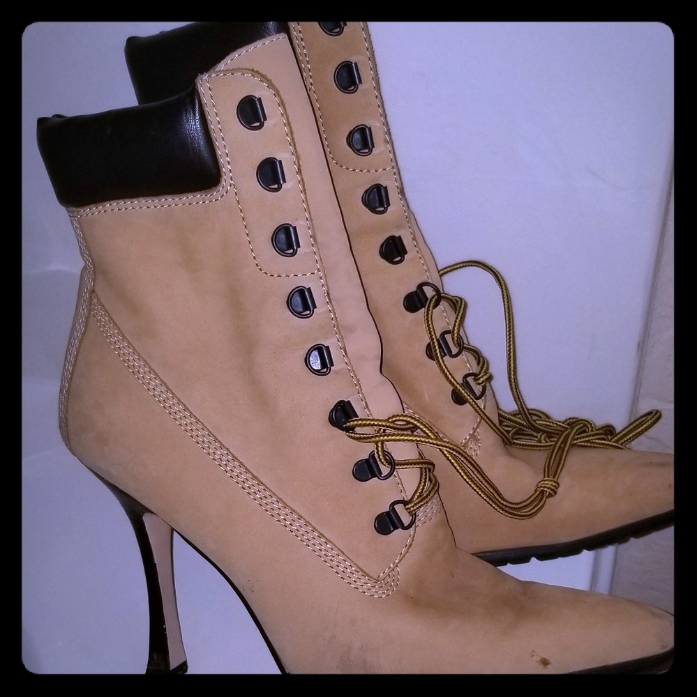 Leather Lace Up Boot Heels